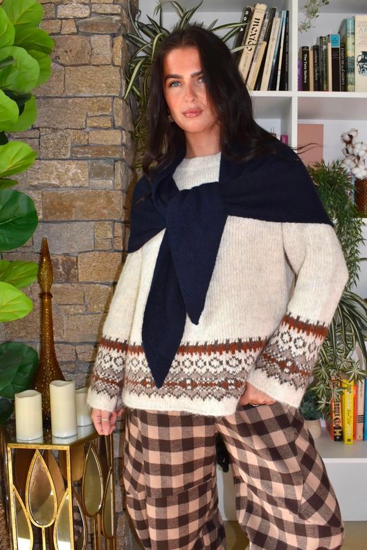 Nora Knit Shawl Navy